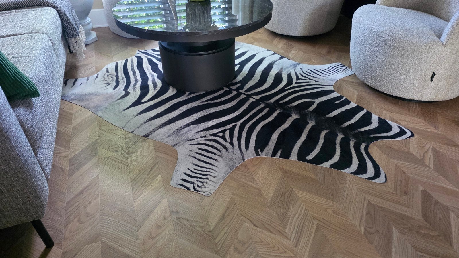 Zebraprint Vloerkleed Kunstmatige Koeienhuid 155x195cm, Huis en Inrichting, Stoffering | Tapijten en Kleden, Ophalen, 150 tot 200 cm