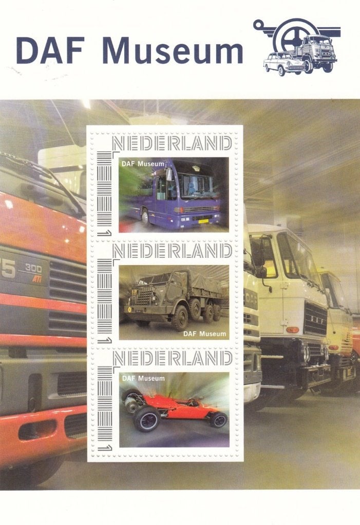 Nederland Postset DAF Museum met blok zegels + 3 kaarten, Ophalen of Verzenden, Na 1940, Postfris