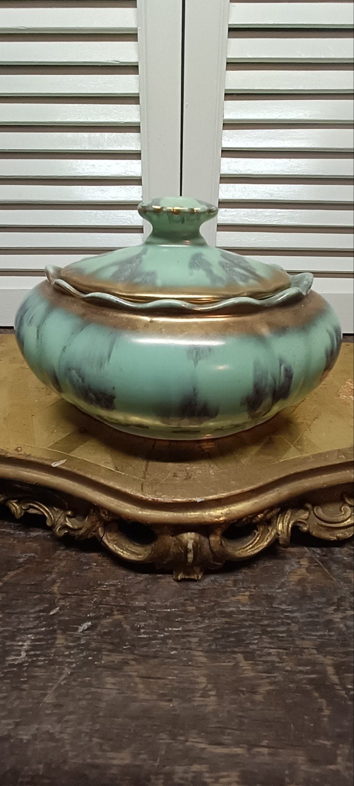 Bonbonnière turquoise en goud aardewerk, Antiek en Kunst, Ophalen of Verzenden