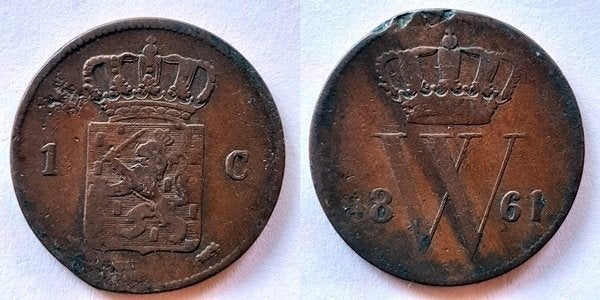 Cent 1861, Postzegels en Munten, Verzenden, Koning Willem III, 1 cent