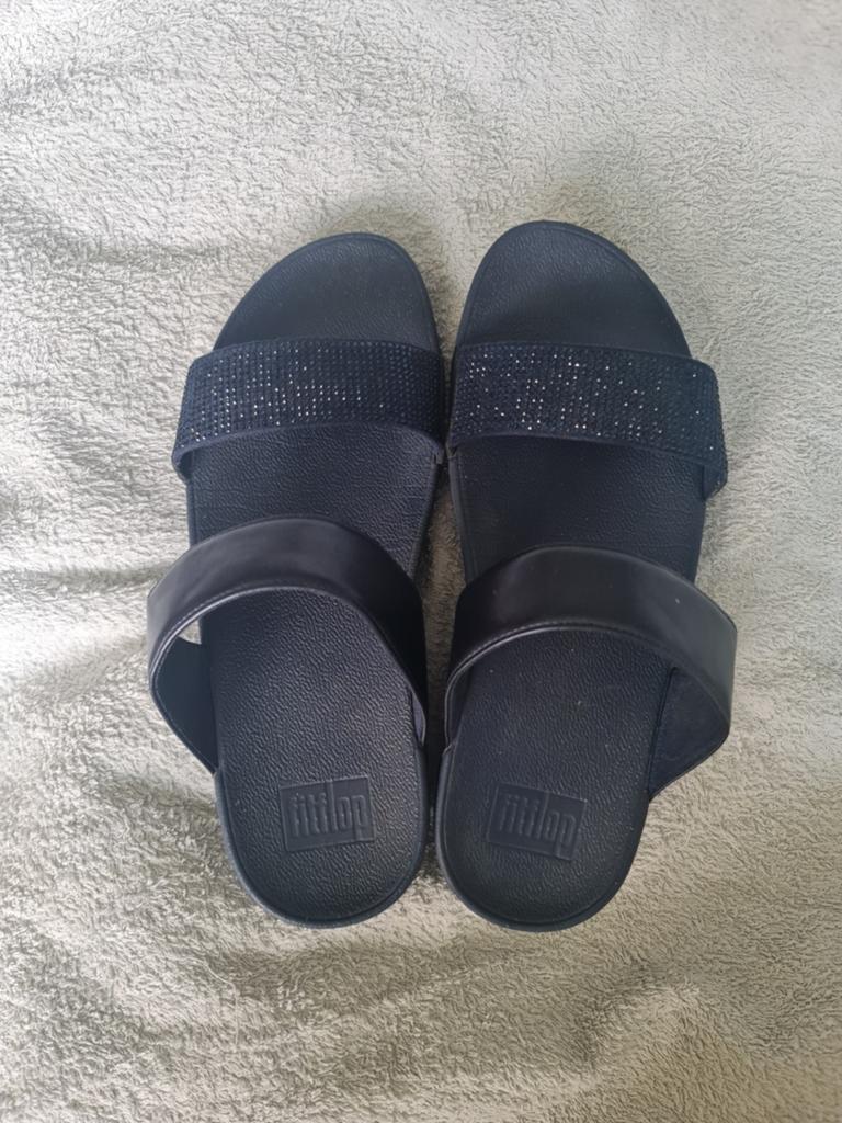 FITFLOP SLIPPERS BLAUW MET GLITTER MAAT 38 DAMES Leder, Ophalen