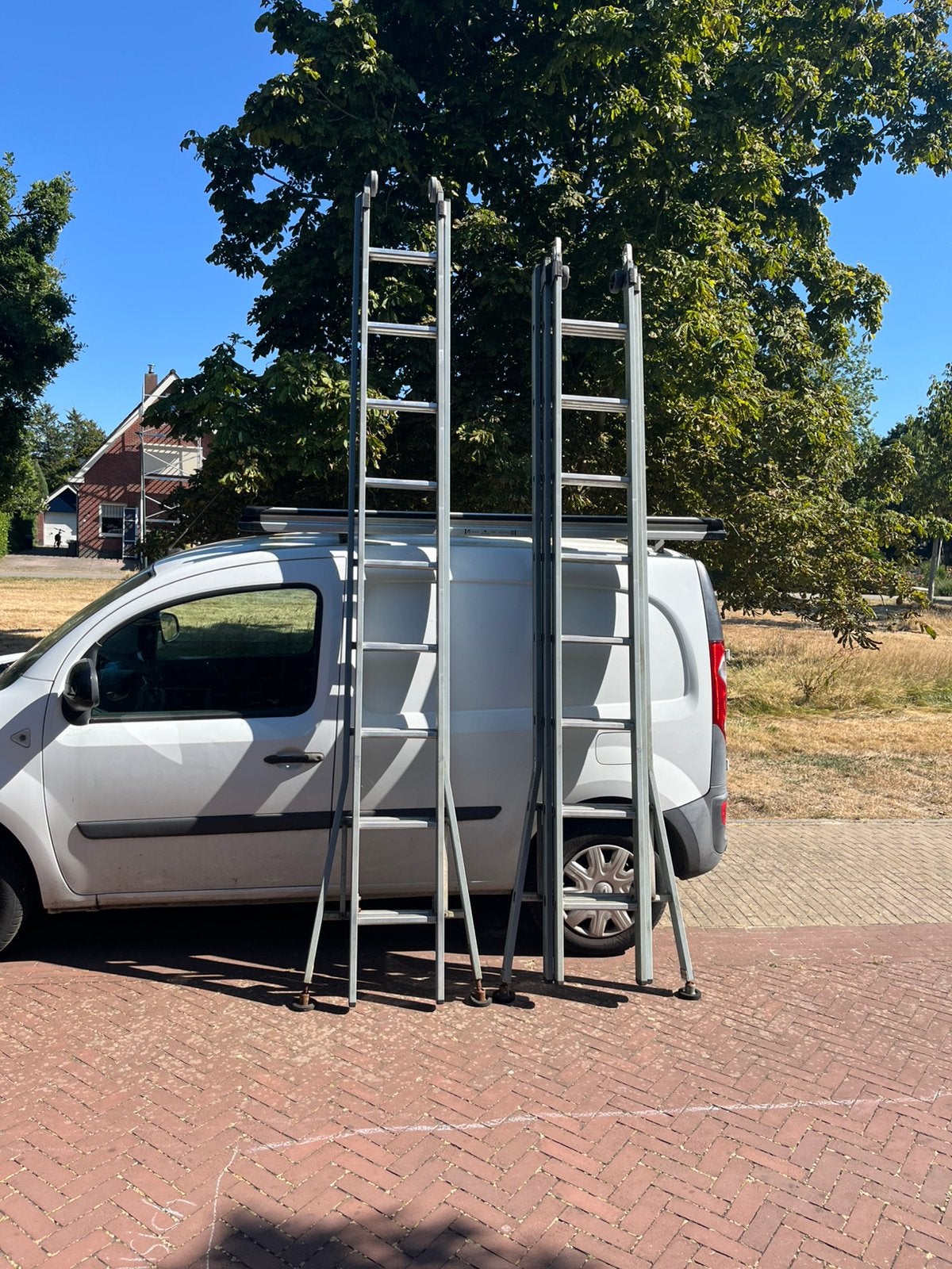 Glazenwassers ladder 2x (dirks), Ophalen, Gebruikt, Ladder, 4 meter of meer
