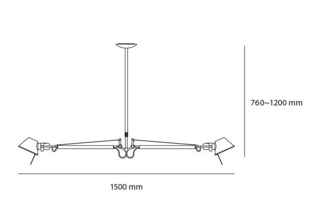 Artimide Tolomeo Suspension duo Bracci design hanglamp, Ophalen, Gebruikt, Metaal, Modern design verstelbaar