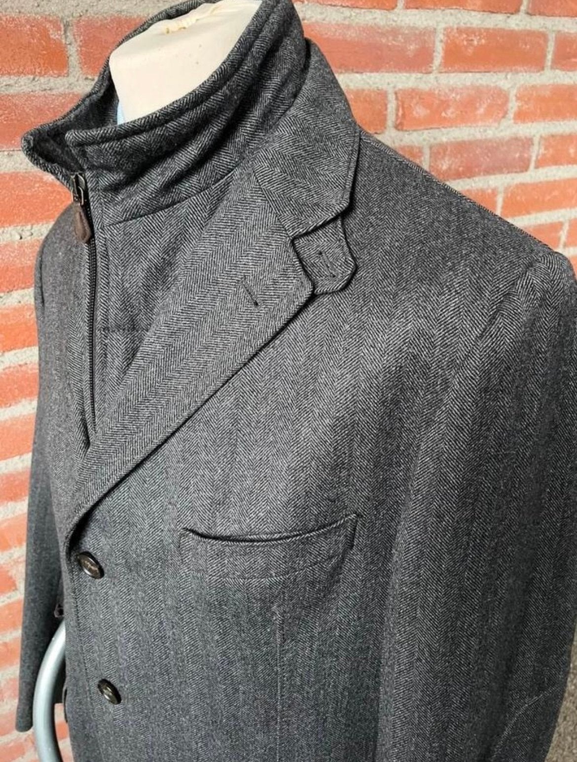 Corneliani ID Herringbone Jas - Virgin Wol & Kasjmier, Kleding | Heren, Ophalen of Verzenden, Zo goed als nieuw, Maat 56/58 (XL)