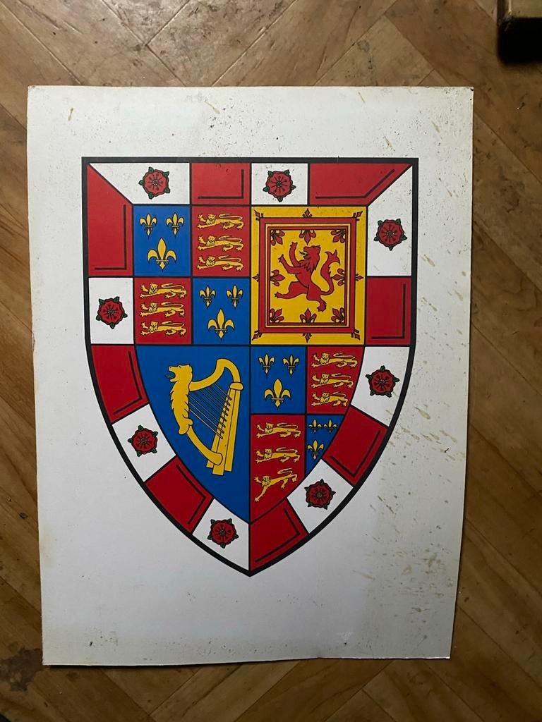 Heraldiek handbeschilderd familiewapen, Ophalen of Verzenden