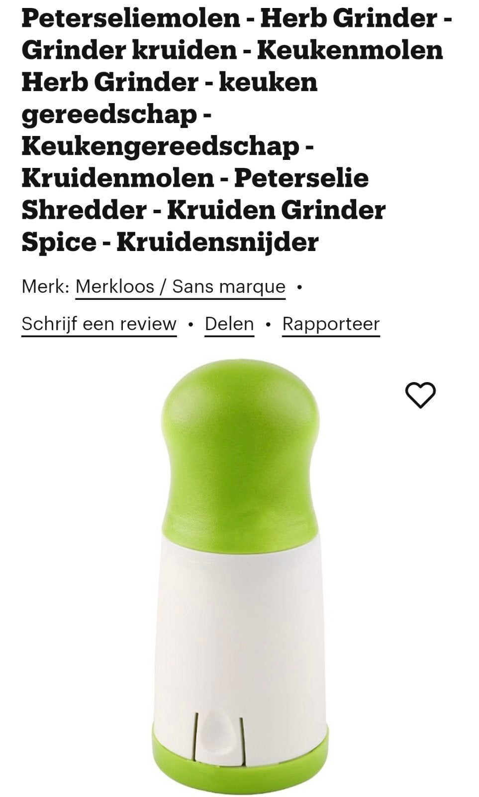 Peterseliemolen Kruidenmolen Keukegereedschap Kruidensnijder, Kunststof, Nieuw, Ophalen of Verzenden, Overige merken