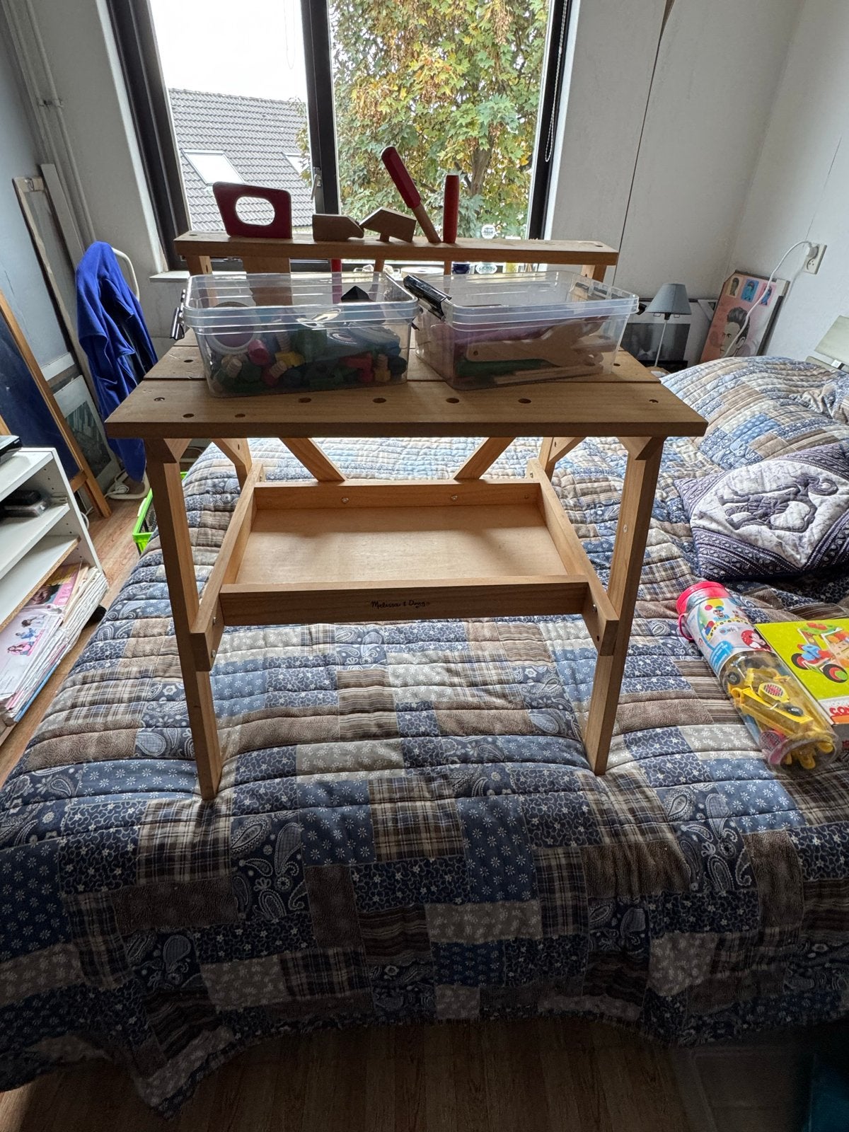 Melissa & Doug Houten Speelgoed Werkbank met Gereedschap, Ophalen, Zo goed als nieuw, Bouwen