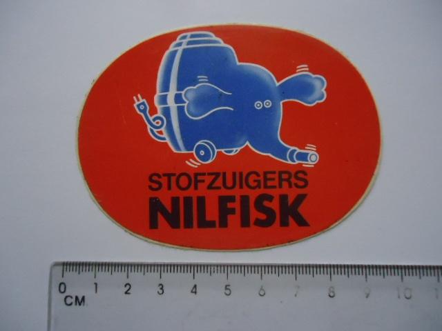 sticker oud NILFISK stofzuiger merk olifant retro, Verzamelen, Verzenden, Zo goed als nieuw, Bedrijf of Vereniging