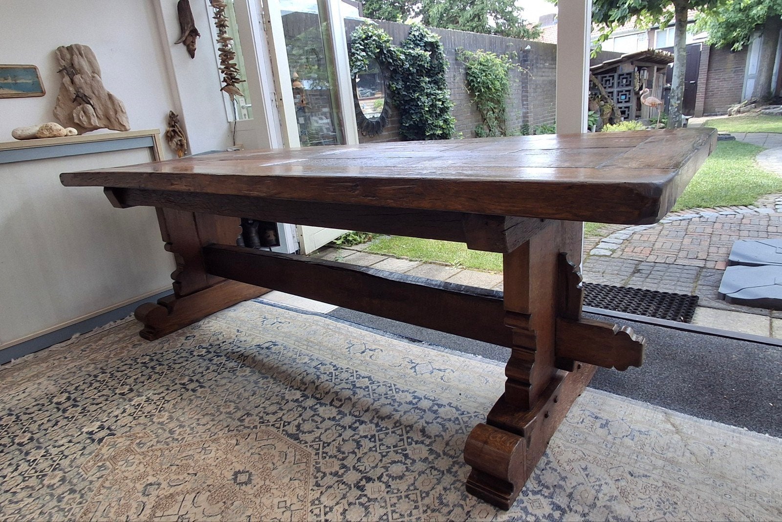 Kloostertafel eettafel  eikenhout. 232x94x78 cm hoog., Ophalen of Verzenden