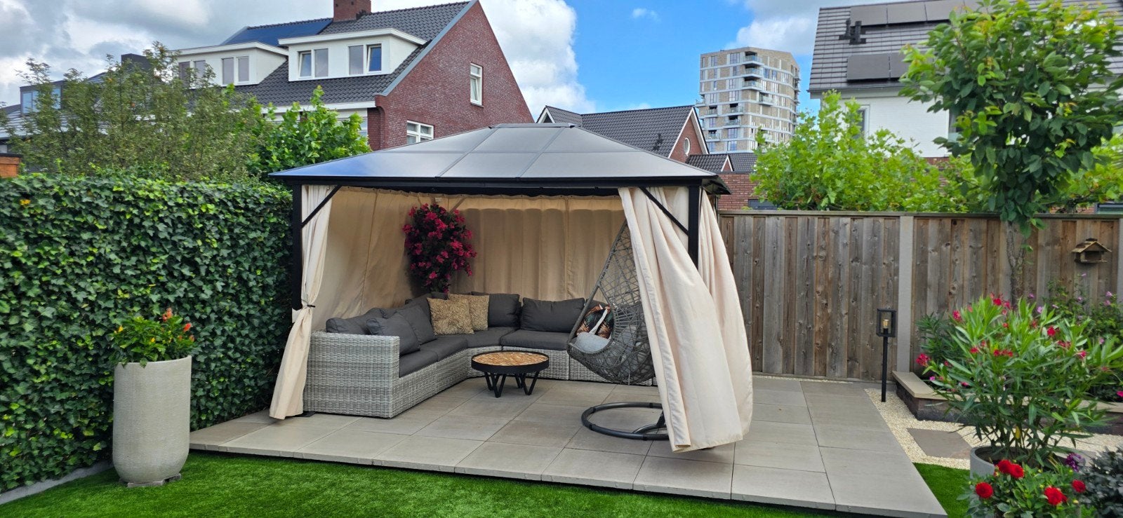 Luxe Overkapping 3 x 3.60 meter met zijwanden, Tuin en Terras, Overkappingen, Ophalen, Gebruikt, Tuinpaviljoen