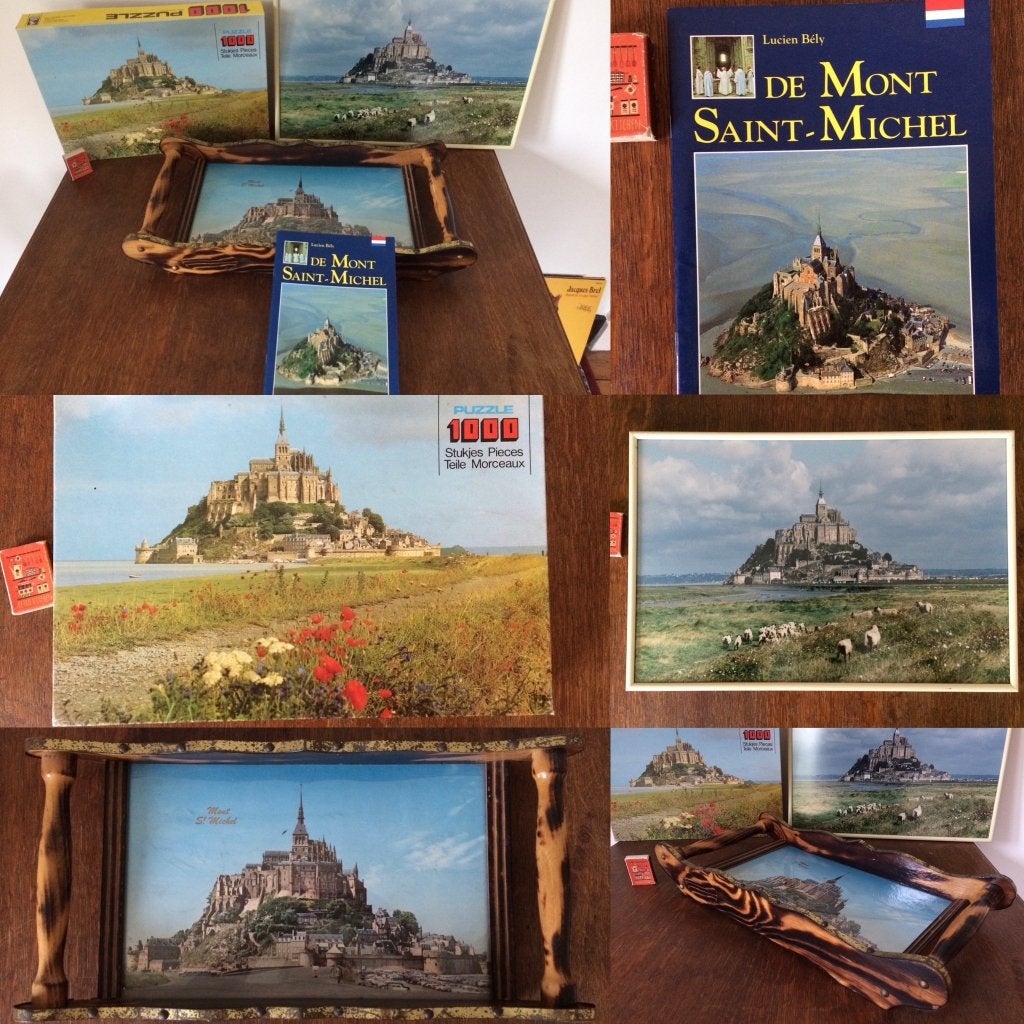 Mont Saint-Michel cadeaupakket puzzel boek foto serviesblad, Ophalen of Verzenden, 500 t/m 1500 stukjes, Zo goed als nieuw, Legpuzzel