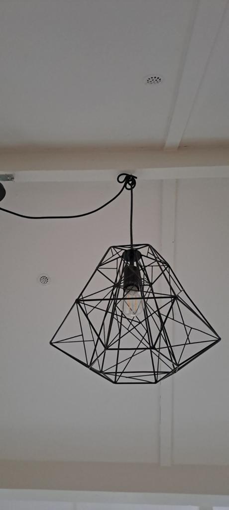 Industriële hanglamp draadstaal zwart, Ophalen, Zo goed als nieuw