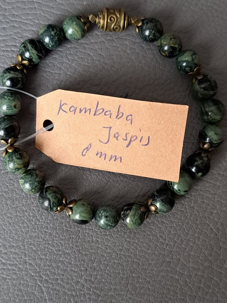 912 edelsteen armband Kambaba Jaspis 8mm, Nieuw, Ophalen of Verzenden, Elastiek, Met edelsteen