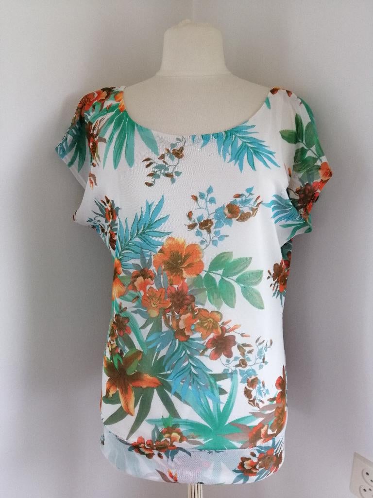 RED ROUGE shirt bloes beige bloemen maat S - nieuw -, Kleding | Dames, Maat 38/40 (M), Beige, Nieuw, Ophalen of Verzenden