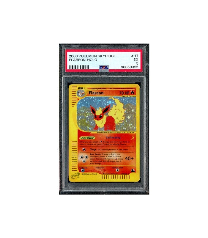 Pokemon Flareon e-Series Skyridge Holo #H7 PSA 5 - Swirl, Ophalen of Verzenden, Zo goed als nieuw, Losse kaart, Foil