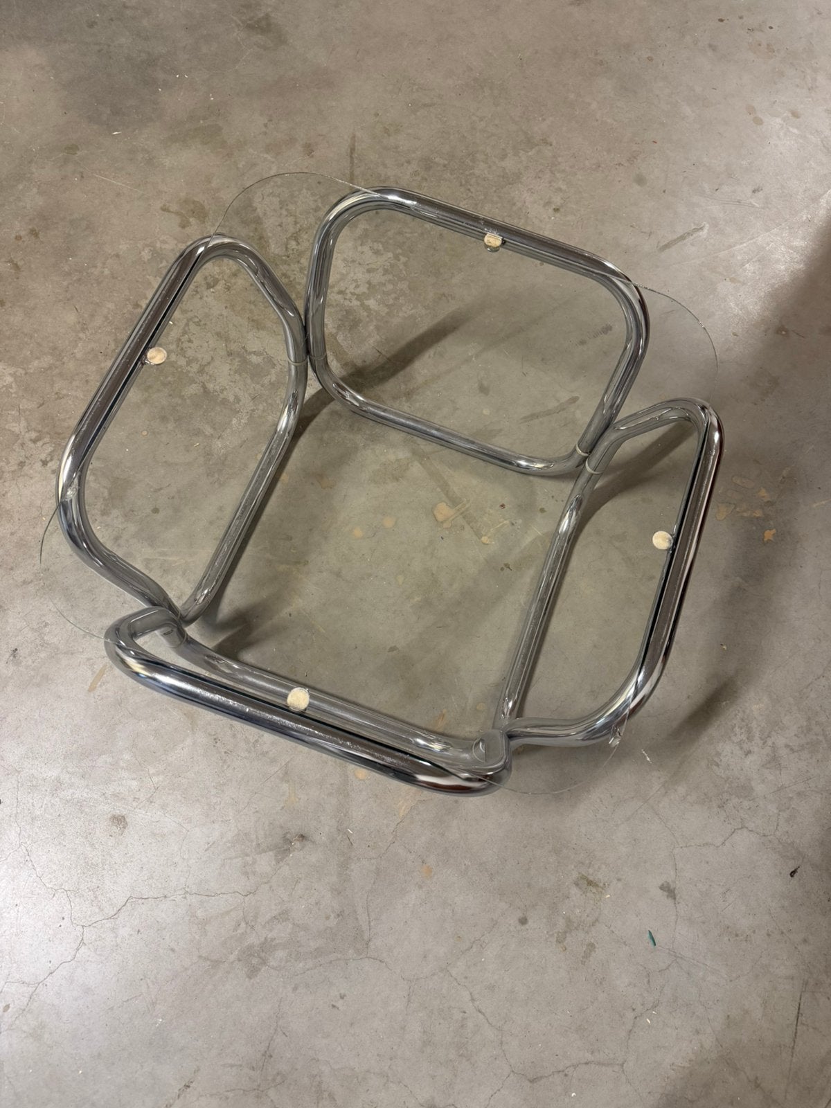 Salontafel met glazen blad retro chroom zilver buisframe, Huis en Inrichting, Ophalen, Gebruikt, 50 tot 100 cm, 50 tot 100 cm