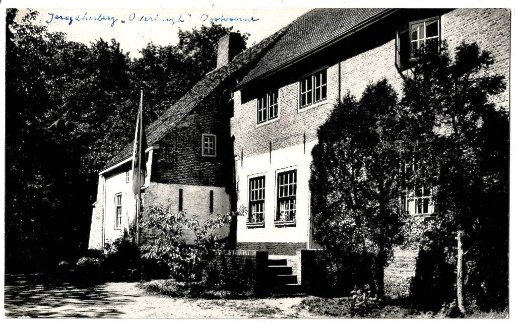 Oostvoorne (zh) jeugdherberg overburgh, gelopen 1955, Verzenden, 1940 tot 1960, Gelopen, Zuid-Holland