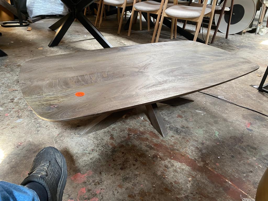 Salontafel 130x70 Deens Ovaal Massief Mangohout Spinpoot, Ophalen, 100 tot 150 cm, Nieuw, 50 tot 100 cm
