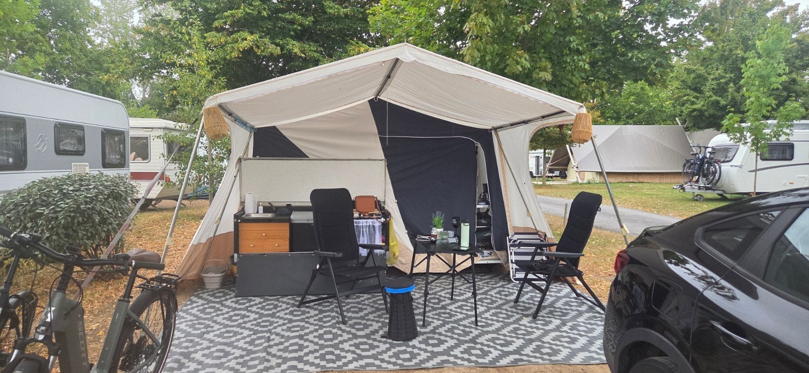 Trigano Alpha vouwwagen uit 2013 - Compleet en netjes!, Caravans en Kamperen, Trigano, Blauw, Tot en met 2, Ophalen of Verzenden