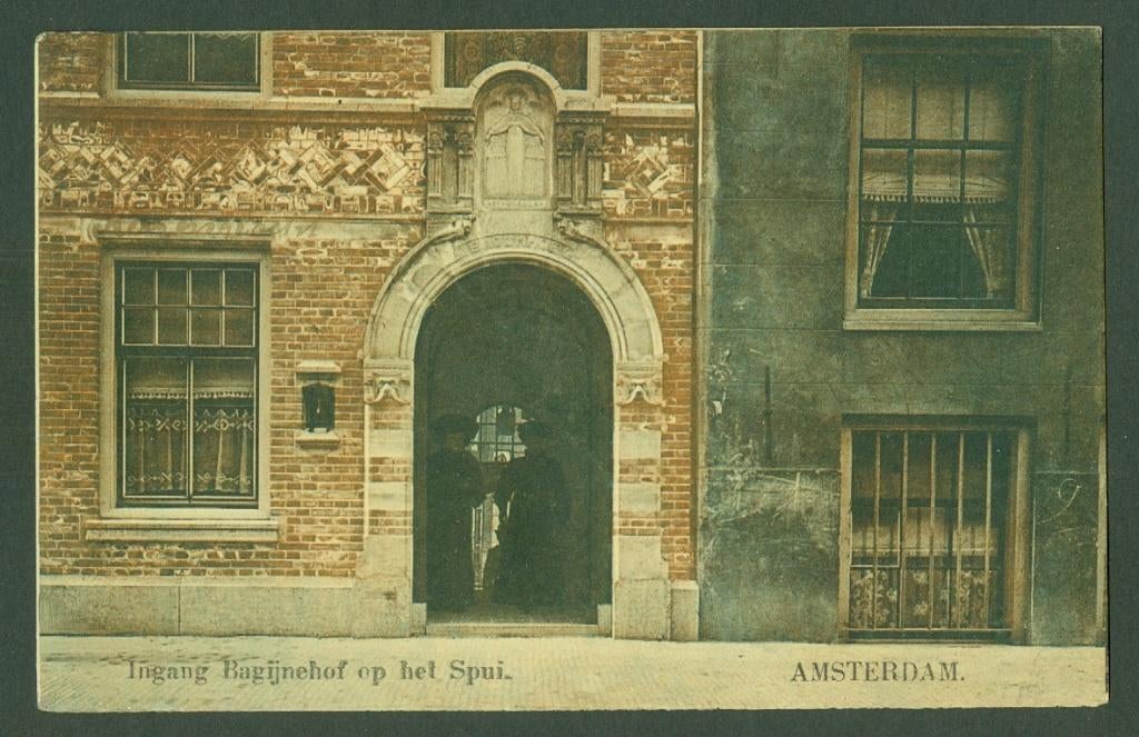 AK Amsterdam Ingang Bagijnehof op het Spui 1910, Ophalen of Verzenden, Voor 1920, Gelopen, Noord-Holland