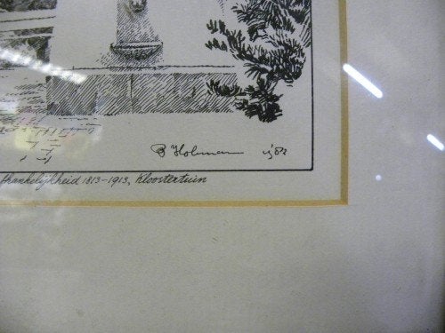 schilderij tekening, holman kloostertuin, Ophalen of Verzenden, 'T Olde Gre-j, Info@toldegrej.nl, Endepoelstraat 20f Didam