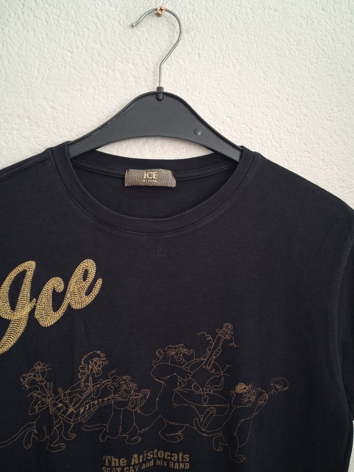 ICEBERG T-shirt The Aristocats Scat Cat & His Band, Maat 48/50 (M), Zwart, Ophalen of Verzenden, Gedragen