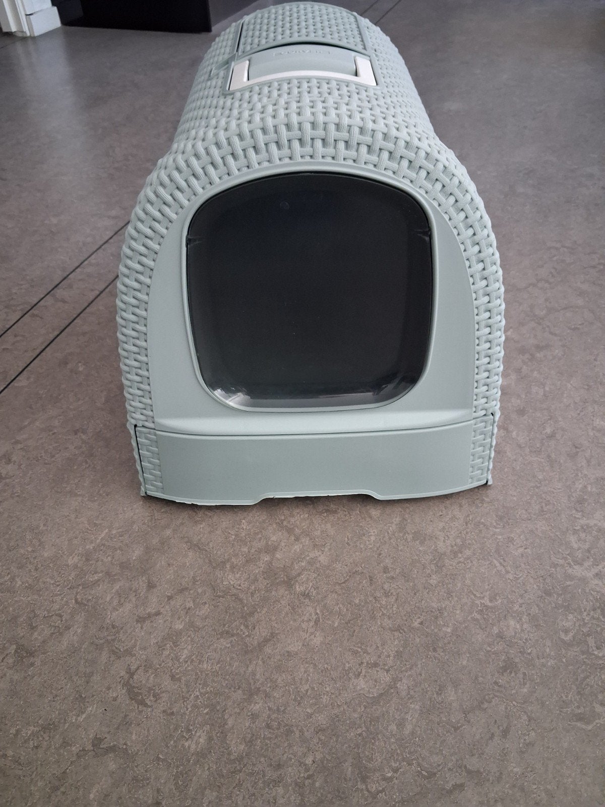 Curver kattenbak rotan look mint groen. 51x38x39cm, Ophalen, Zo goed als nieuw, Gesloten