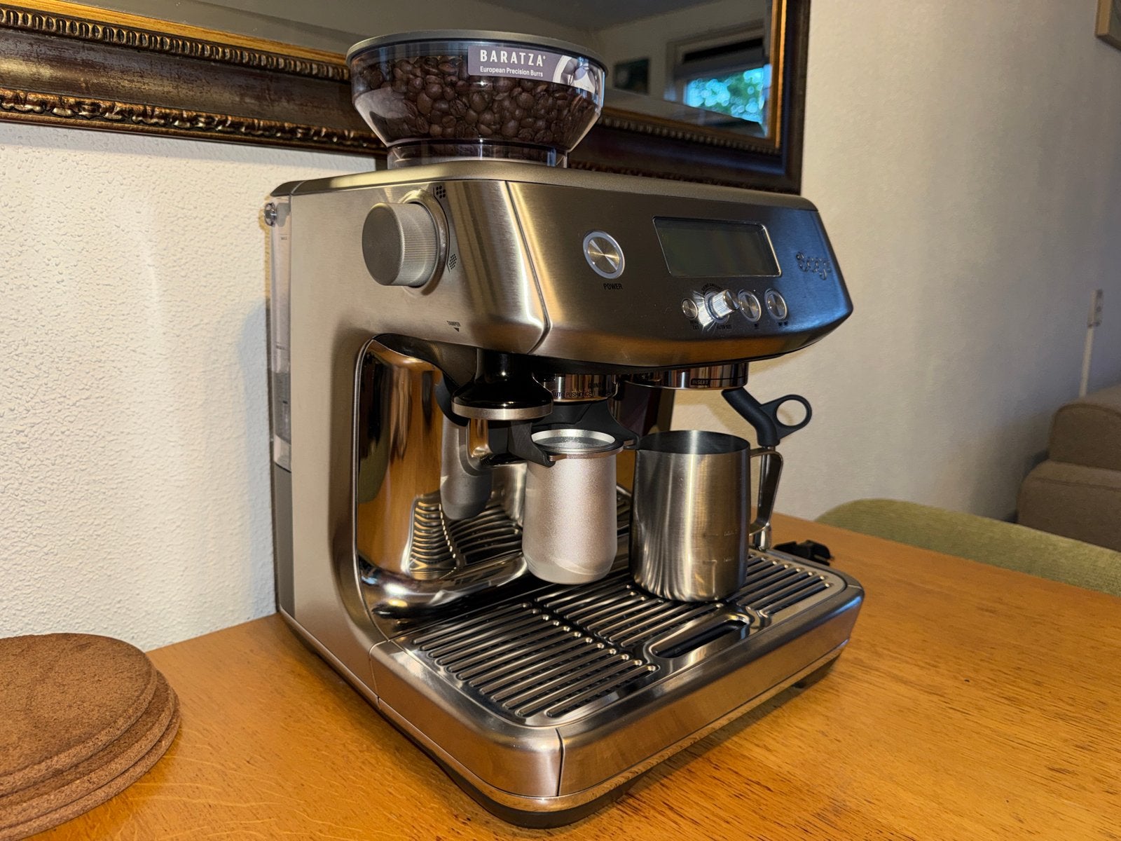 Sage Barista Pro met garantie en veel accessoires, Ophalen, Afneembaar waterreservoir, Espresso apparaat, Gemalen koffie