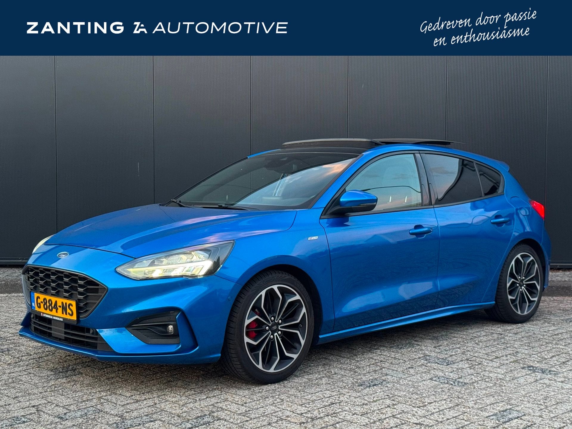 Ford Focus 1.0 E.B. ST Line Business | Pano-dak | 100% OH Hi, Auto's, Dealer onderhouden, Gebruikt, Blauw, Origineel Nederlands