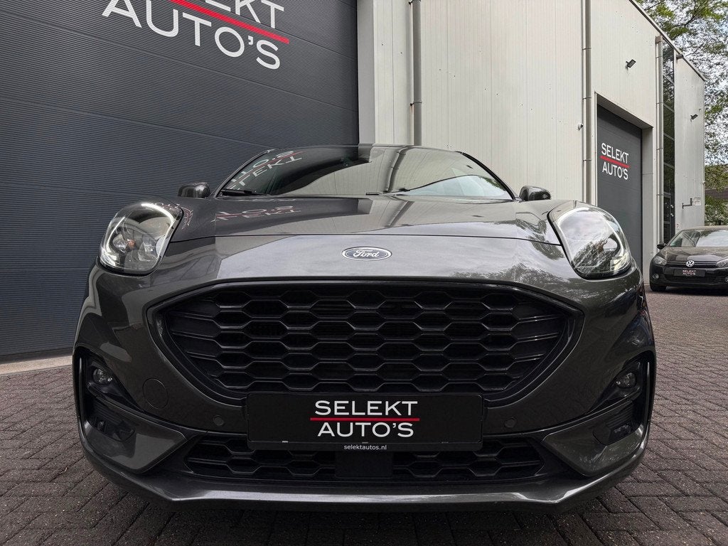 Ford Puma 1.0 EcoBoost Hybrid ST-Line X 125 Pk Pano/Navi/LED, Auto's, Ford, Voorwielaandrijving, 125 pk, Zwart, Leder en Stof