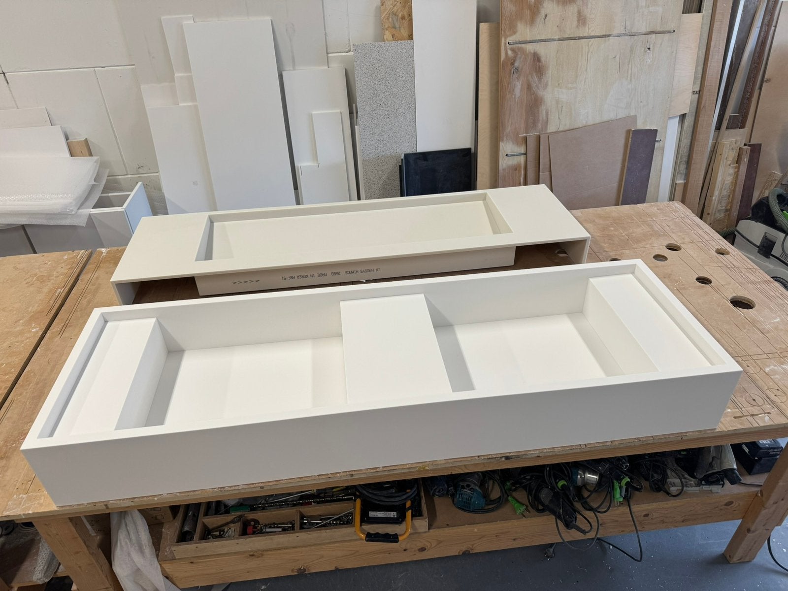 Corian solid surface wastafel 1.60 mtr, Ophalen, 150 tot 200 cm, Nieuw, Minder dan 100 cm