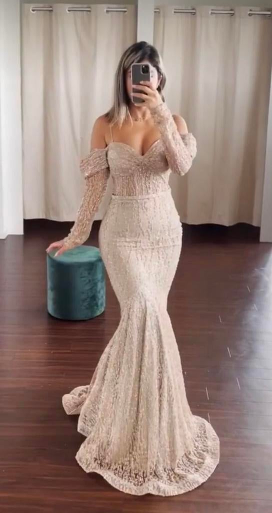 Jurk verloving/henna, Ophalen of Verzenden, Zo goed als nieuw, Beige, Bruidsmeisjeskleding