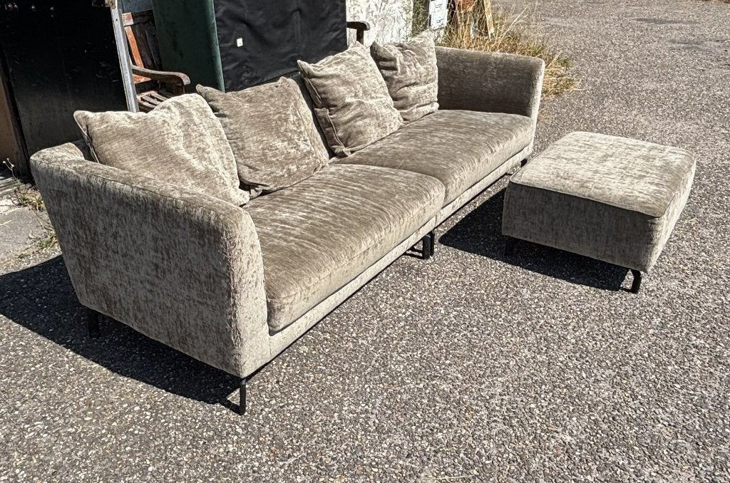 Grote bank met poef 280cm breed, Ophalen, 250 tot 300 cm, Gebruikt, 75 tot 100 cm