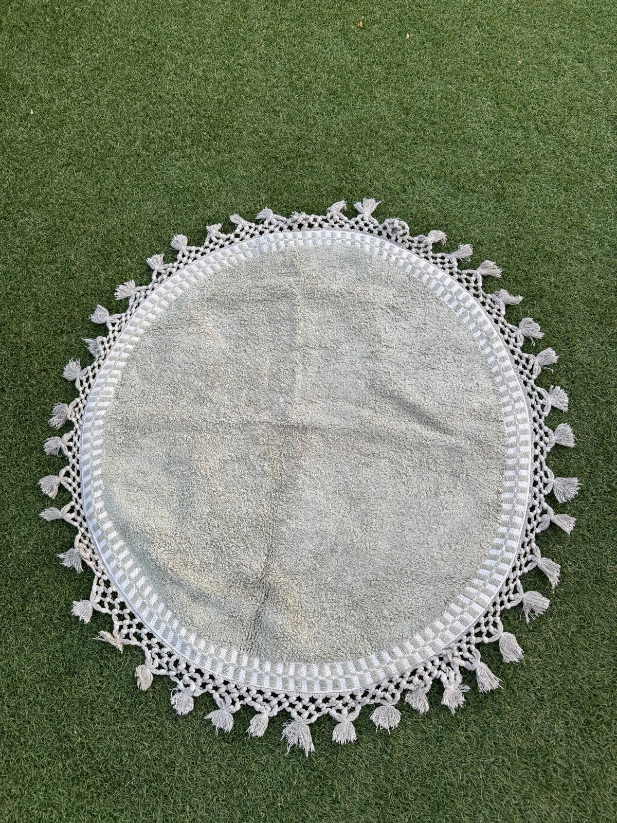 Khaki groen rond kleed van Kwantum, Gebruikt, Rond, Groen, 50 tot 100 cm
