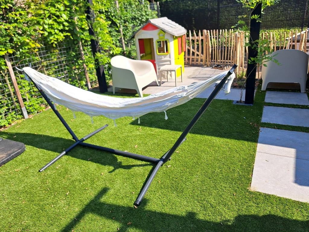Vivere hangmat wit met standaard, Tuin en Terras, Hangmatten, Ophalen, Gebruikt, Met standaard, Eenpersoons