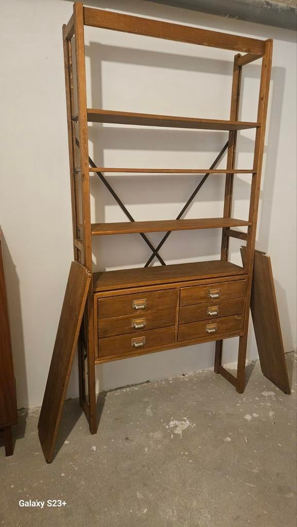 Vintage industrieel stelling kast met lades. Hele mooi look., Ophalen of Verzenden