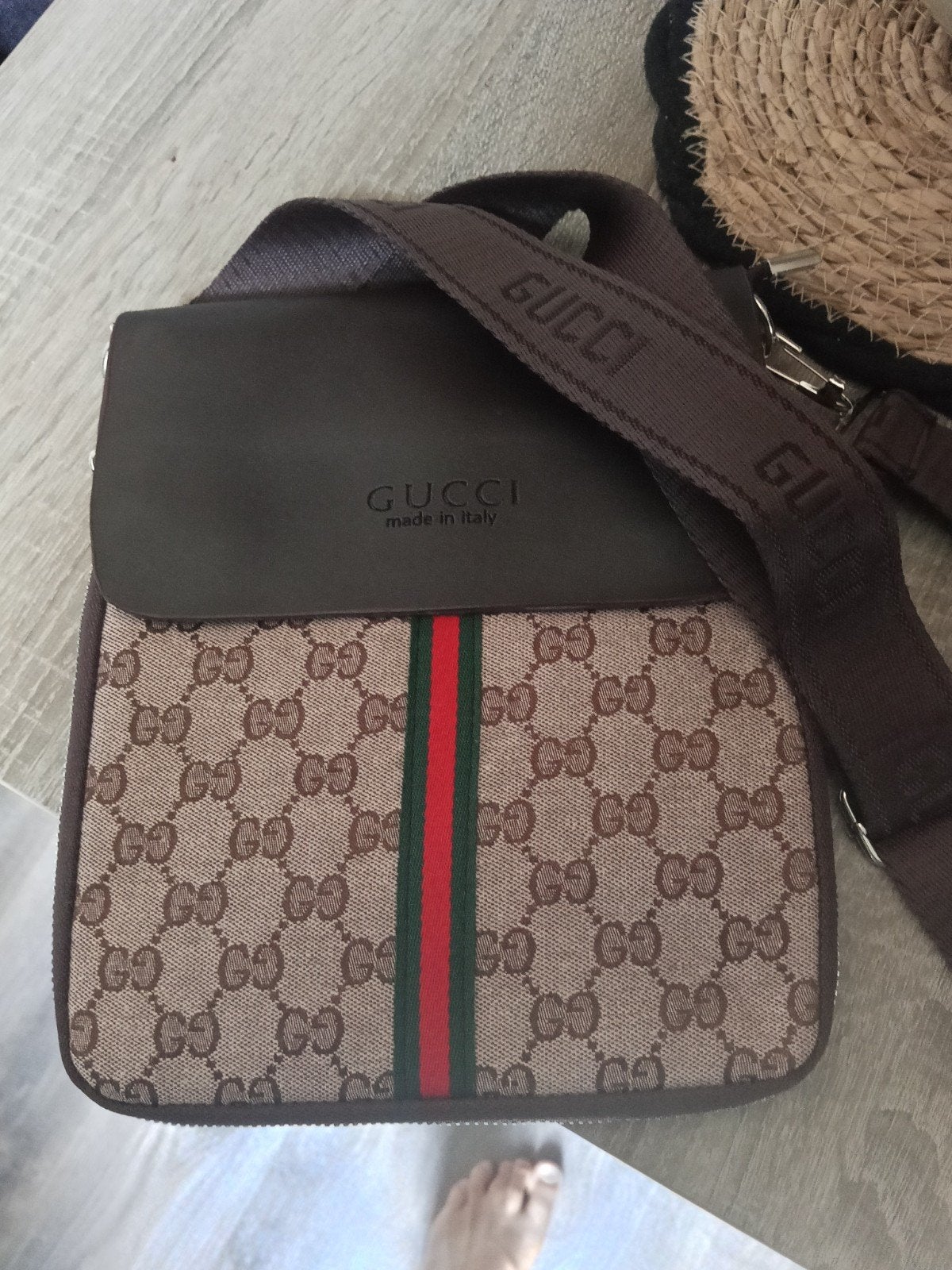 Nieuwe Gucci schoudertas - Bruin met rood/groene streep, Ophalen of Verzenden, Nieuw, Bruin, Overige merken