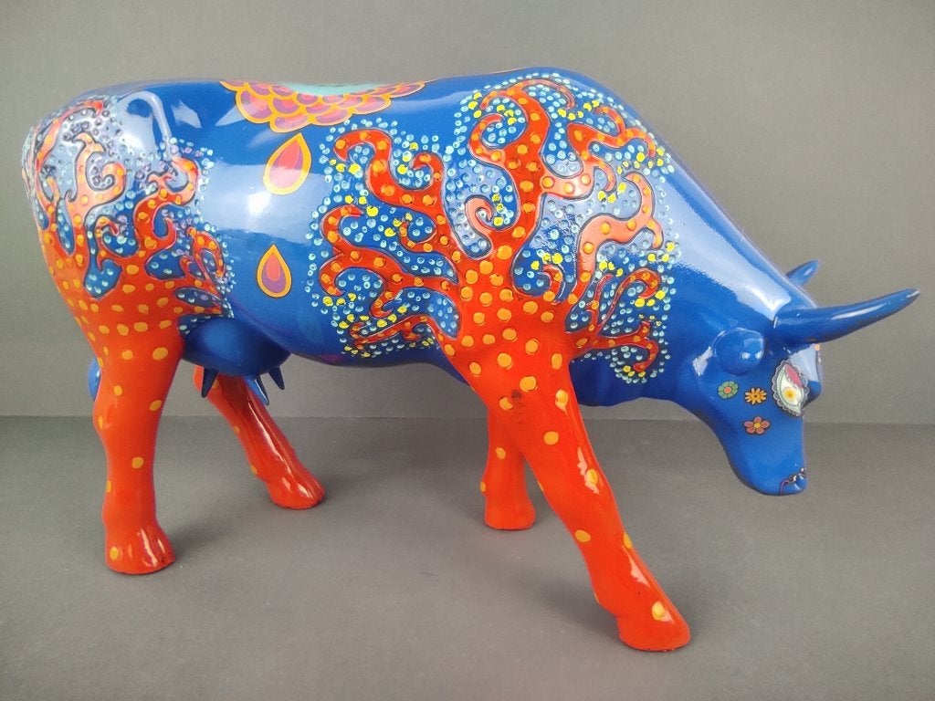CowParade / Cow Parade Koe “Folk Cow” LARGE, Ophalen of Verzenden, Handgemaakt, Beeld, Meerkleurig