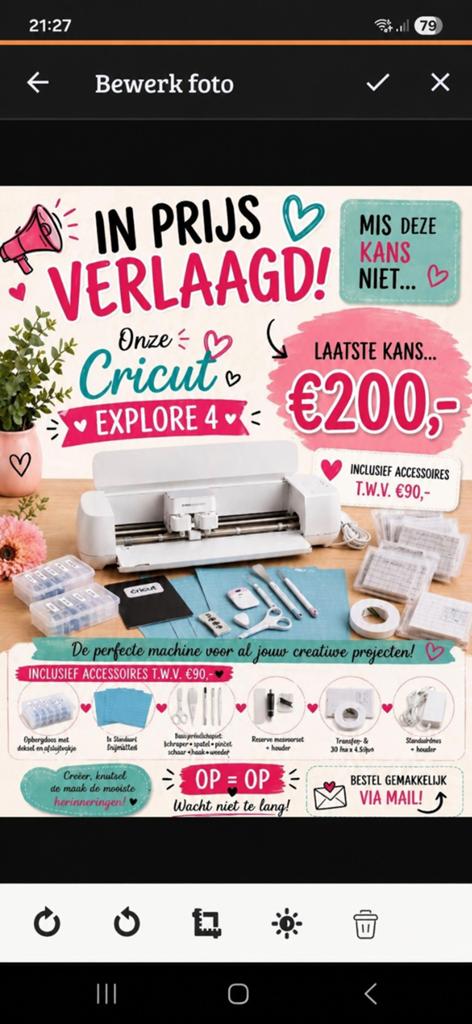 Uiterste prijsverlaging- Cricut Explore 4, Ophalen of Verzenden, Gereedschap of Toebehoren