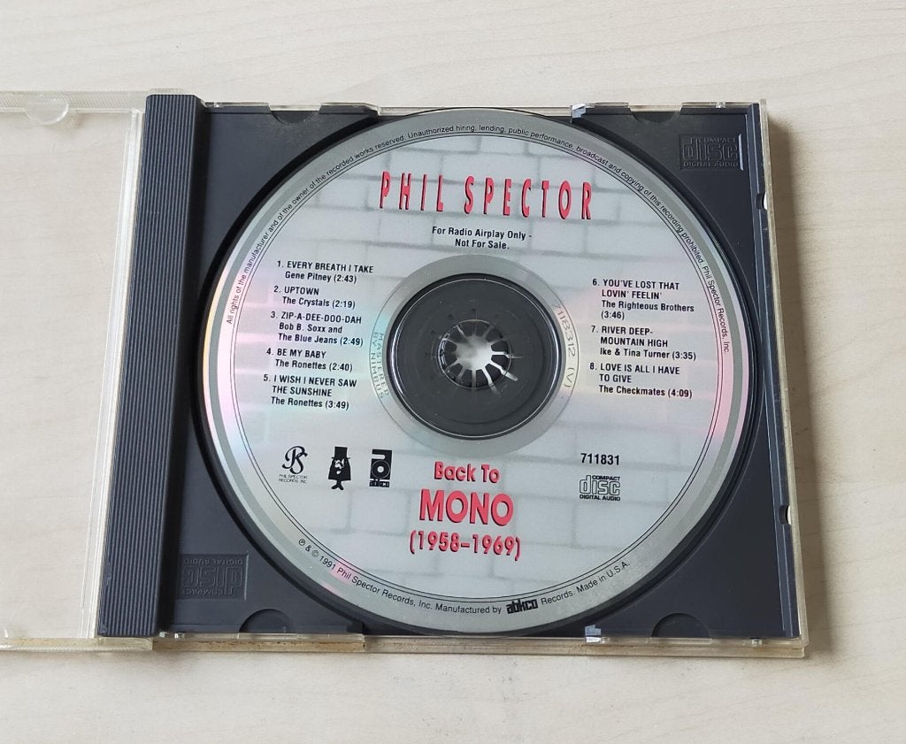 Phil Spector - Back To Mono CD Promo 1991 8trk USA, Ophalen of Verzenden, Zo goed als nieuw