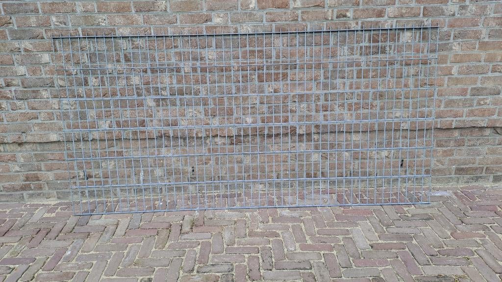 2 * Dubbelstaaf hekwerk  verzinkt 2.5 m *1.23 hoog, Tuin en Terras, Tuinhekken en Hekwerk, Ophalen, Zo goed als nieuw, IJzer, Dubbelstaafmat hekwerk