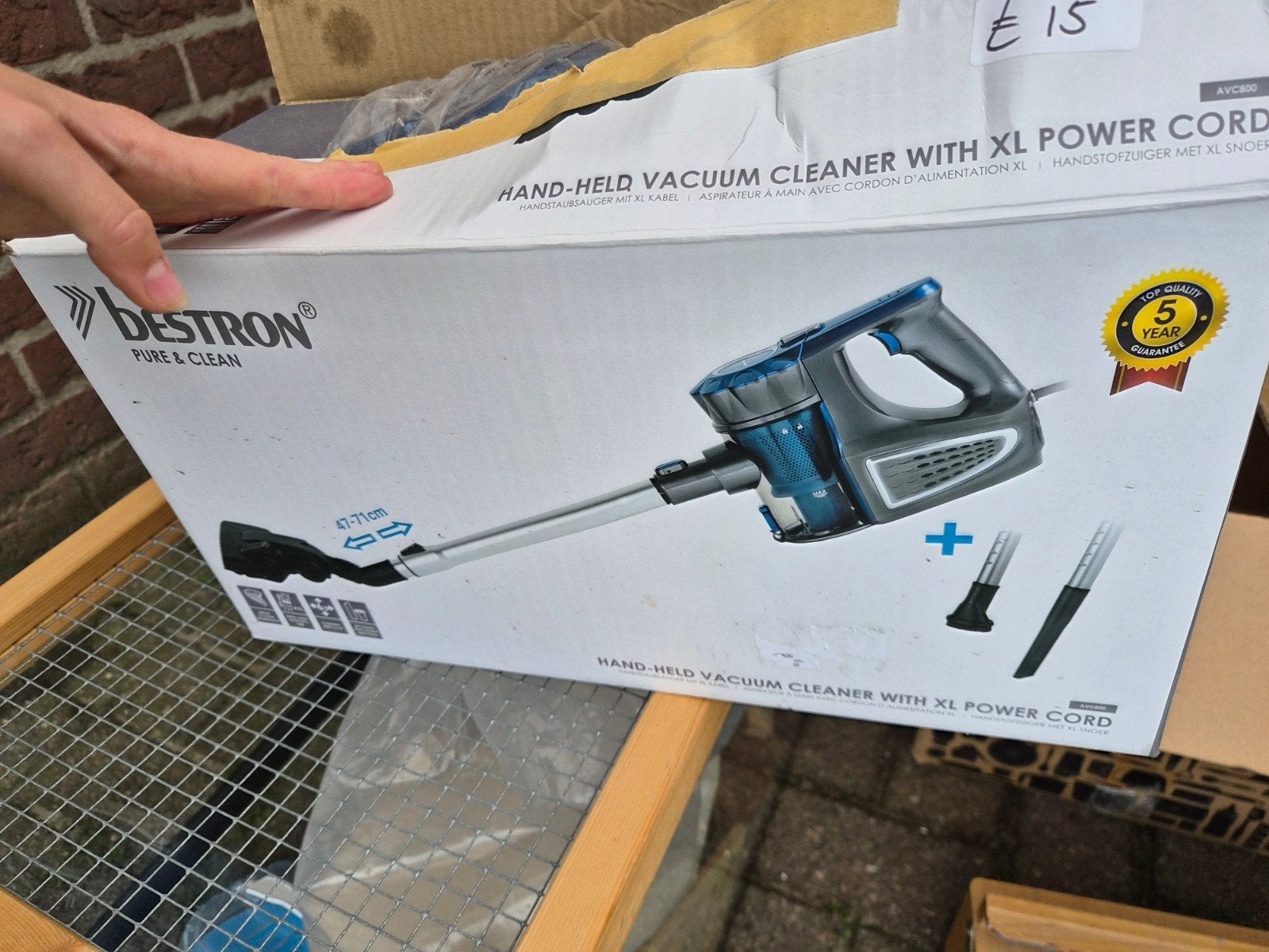 Bestron Handstofzuiger met XL Snoer - Pure & Clean, Ophalen, Kruimeldief, Nieuw, Reservoir