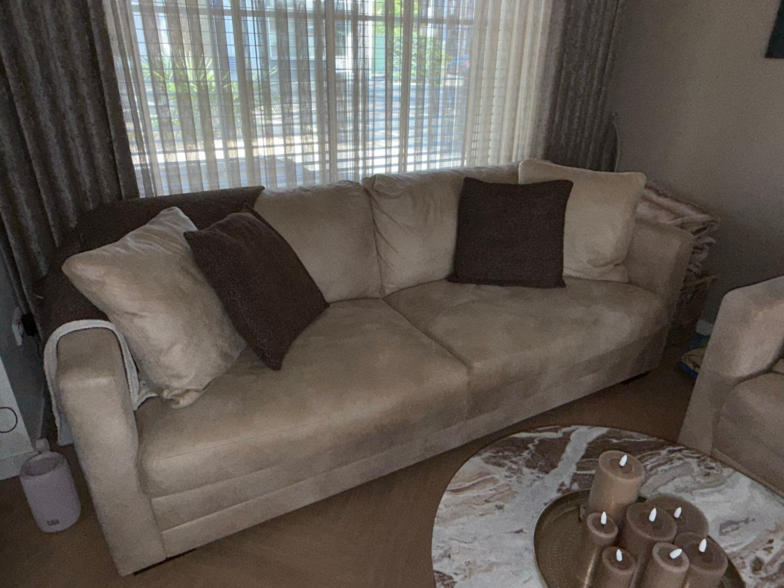 Twee 3-zits banken van Rofra - Beige, Huis en Inrichting, Ophalen, Gebruikt, Driepersoons, 75 tot 100 cm