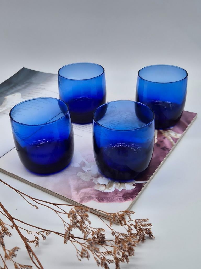 Set van 4 kobaltblauwe Luminarc glazen, Ophalen of Verzenden, Zo goed als nieuw