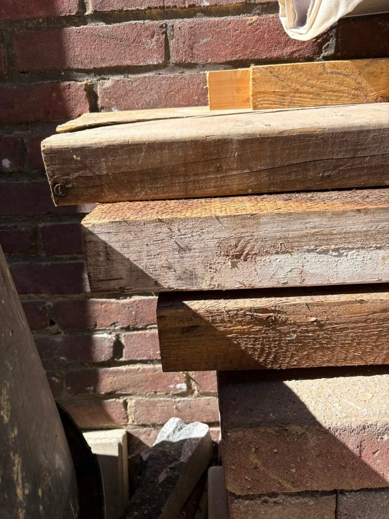 Houten balken, Doe-het-zelf en Verbouw, Hout en Planken, Ophalen, Gebruikt, Minder dan 25 mm, 300 cm of meer