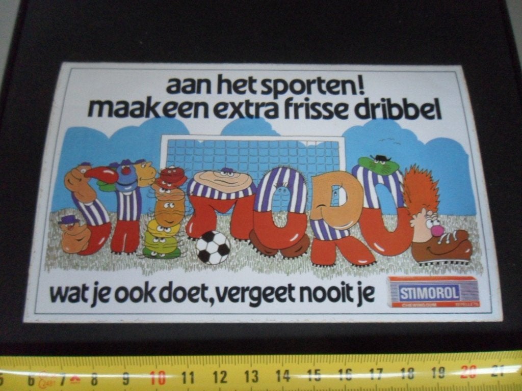 sticker kauwgom chewing gum STIMOROL strip voetbal, Ophalen of Verzenden, Zo goed als nieuw