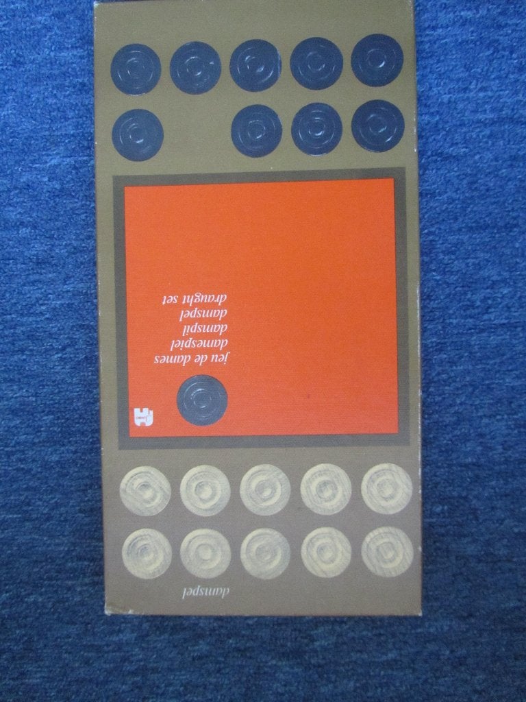 Damspel van Jumbo in doos, houten schijven, compleet, Een of twee spelers, Ophalen of Verzenden, Zo goed als nieuw, Jumbo