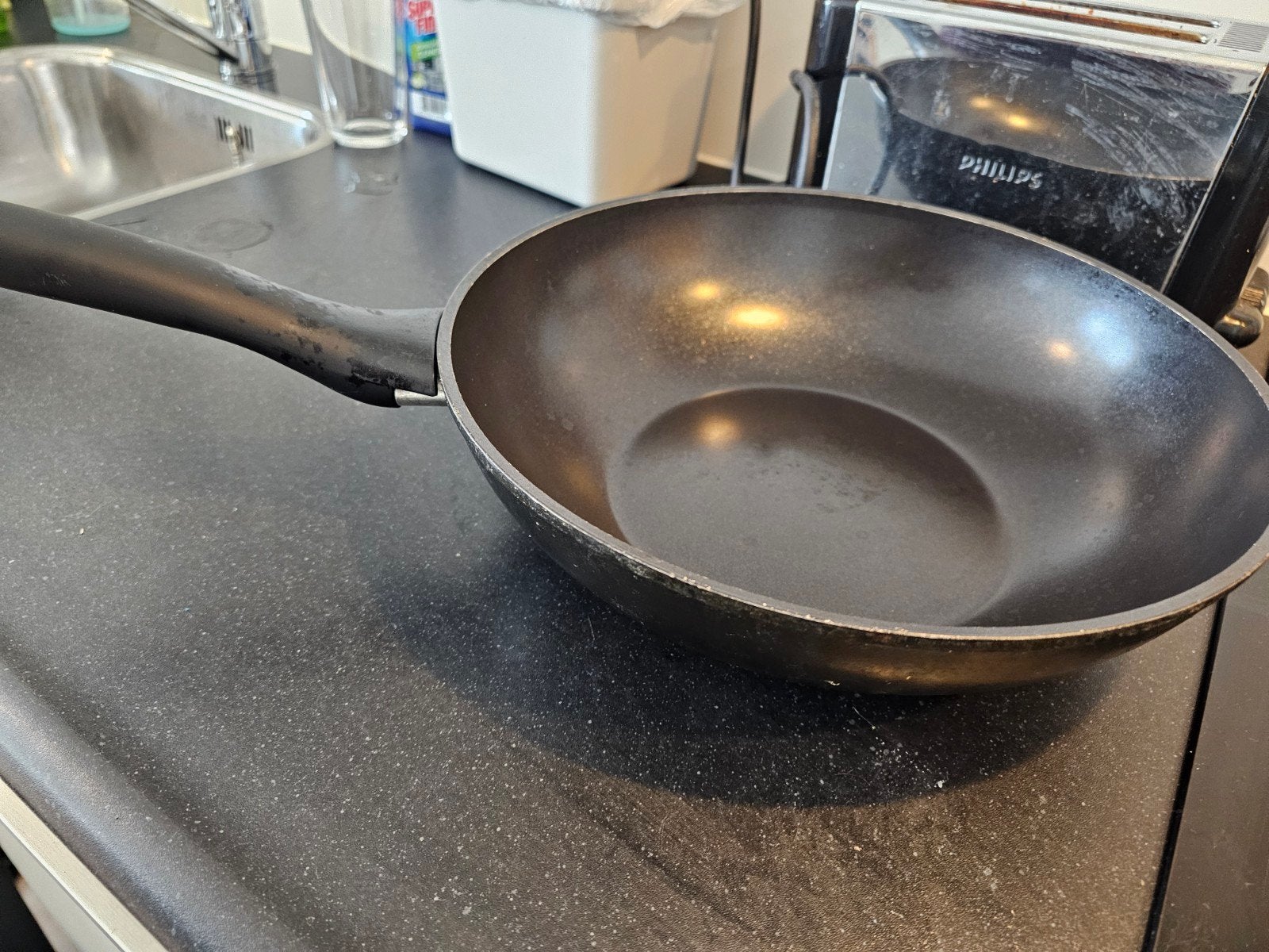 Wok pan, Ophalen of Verzenden, Zo goed als nieuw, Rvs, Wok