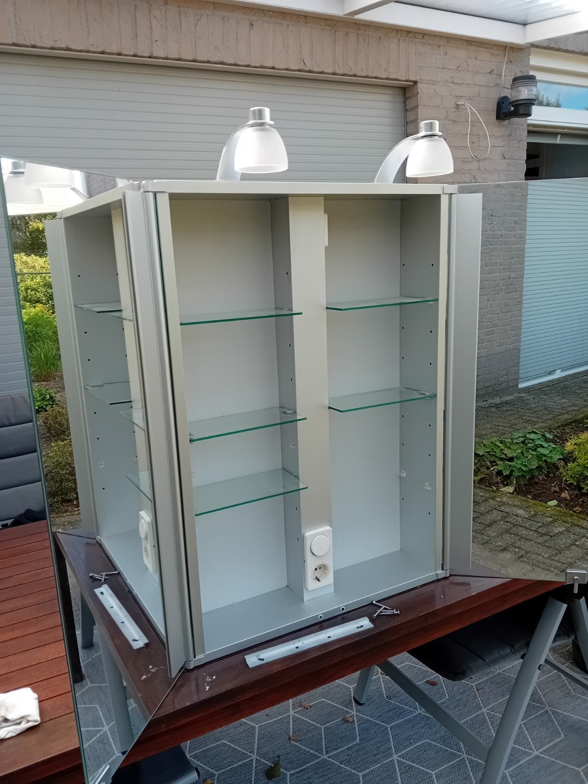 badkamerkastje met 2 spiegeldeuren en verlichting, Ophalen, Minder dan 25 cm, 50 tot 100 cm, Minder dan 100 cm