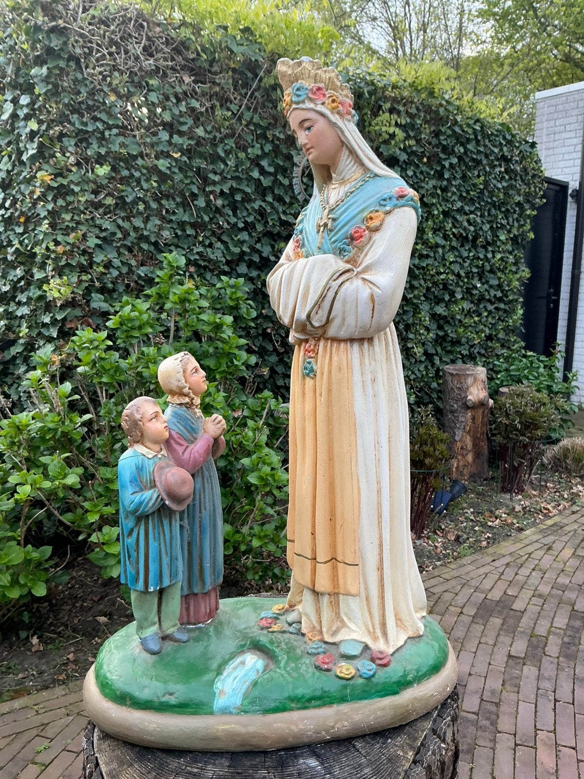 Zeldzaam Groot Gipsen Beeld ❤️ O.L.V. van La Salette, Antiek en Kunst, Ophalen